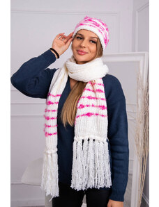 Kesi Ladies set with scarf Anika K304 ecru + fuchsia