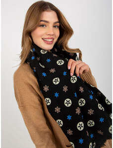 Fashionhunters Lady's black scarf with print