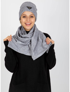 Fashionhunters Grey winter set with scarf and cap