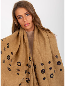 Fashionhunters Lady's dark beige scarf with prints