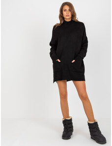 Fashionhunters Lady's black oversized sweater with turtleneck