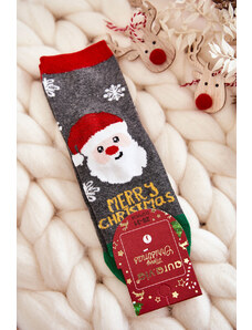 Kesi Children's socks "Merry Christmas" Nicholas gray-green