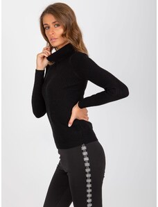 Fashionhunters Black sweater with ribbed turtleneck