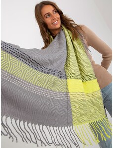 Fashionhunters Gray and yellow women's knitted scarf