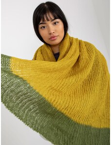 Fashionhunters Yellow and green two-tone women's knitted scarf