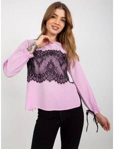 Fashionhunters Light purple formal blouse with lace