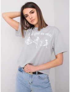 Fashionhunters Grey T-shirt with print Piper RUE PARIS