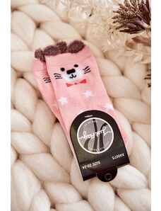 Kesi Children's socks with stars with a teddy bear pink