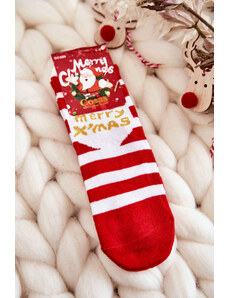 Kesi Children's Christmas socks with stripes Cosas white-red
