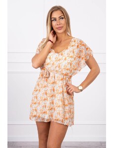 Kesi Floral dress with tie at the waist ecru