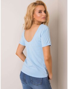 Fashionhunters Basic light blue T-shirt with back neckline