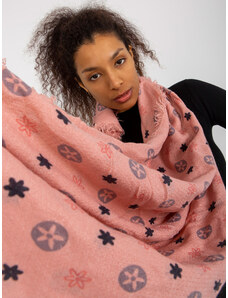 Fashionhunters Powdery pink women's scarf with print