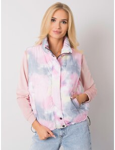 Fashionhunters Grey and pink vest without hood