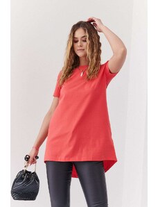 FASARDI Asymmetrical coral tunic with wings on the back