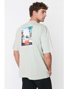 Trendyol pánske oversize/wide cut crew tričko s krátkym rukávom s tropickou potlačou 100% bavlnené tričko.