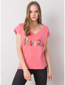 Fashionhunters Pink T-shirt with colorful print