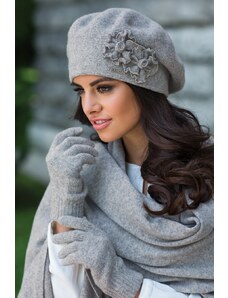 Kamea Šedá elegantná luxusná dámska zimná baretka Juka, Farba šedá