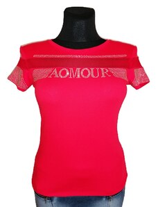 EU Design Eva tričko športové dámske červené kamienkové