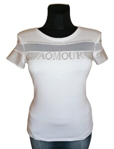EU Design Eva tričko športové dámske biele kamienkové