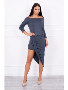 Kesi Asymmetrical dress, graphite 3/4 sleeves