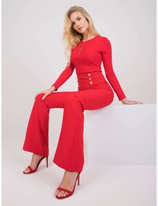 Fashionhunters Červené elegantné nohavice so záhybmi Salerno