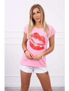 Kesi Lip-printed blouse light pink
