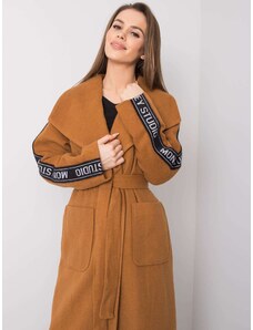 Fashionhunters Light brown lady's coat with belt