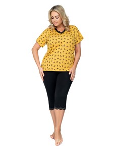 Donna Queen 3/4 Plus Size Pajamas Mustard