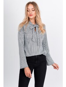 Kesi Lady's patterned blouse with bow - gray,