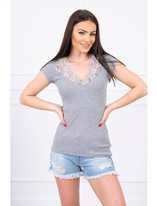 Kesi Blouse with lace neckline grey