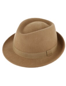 Fiebig - Headwear since 1903 Klasický trilby klobúk vlnený Fiebig - béžový s béžovou stuhou