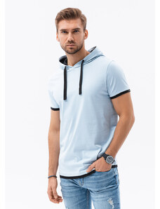 Ombre Clothing Pánske tričko s kapucňou - svetlo nebesky modrá S1376
