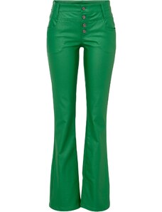 bonprix Koženkové nohavice, zvonový strih, farba zelená