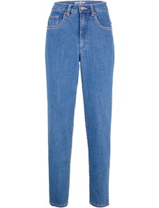bonprix Mom-džínsy so strečom, vysoký pás, farba modrá, rozm. 44