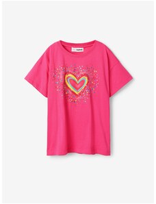 Dark pink girls' T-shirt Desigual Heart - Girls