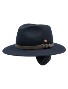 Cestovný nekrčivý vodeodolný modrý klobúk Mayser - Earflap Georgia Traveller (s ušnými klapkami)