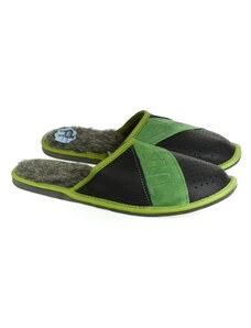 JOHN-C Pánske kožené zelené papuče ILO