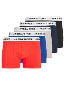 JACK & JONES Boxerky modrá / námornícka modrá / sivá melírovaná / svetločervená / čierna