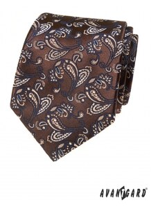 Hnedá kravata so vzorom Paisley Avantgard 561-22267