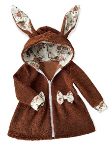 ZuMa Style Dievčenský kabátik TEDDY prechodný vzor ANTICKÝ KVET - 56, Škoricová