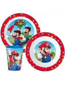 Stor Sada plastového riadu s kelímkom pre deti - motív Super Mario / Nintendo - 3 diely
