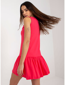 Fashionhunters Coral basic ruffle mini dress sleeveless