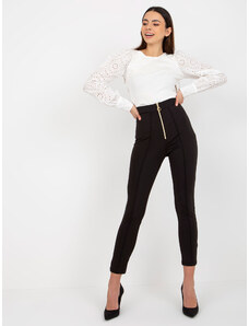 Fashionhunters Black elegant leggings with zipper OCH BELLA