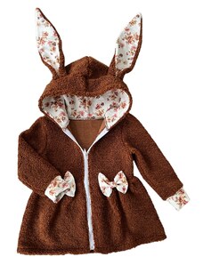 ZuMa Style Dievčenský kabátik TEDDY prechodný vzor JESENNÉ KVETY - 98, Škoricová