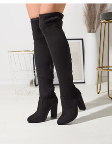 fashion Dámske čižmy nad kolená v čiernej farbe Zetot- Obuv
