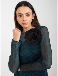 Fashionhunters Green and black two-piece evening blouse with brooch