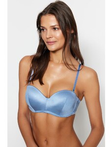 Trendyol Blue Polyamide Padded Strapless Knitted Bra with Removable Straps