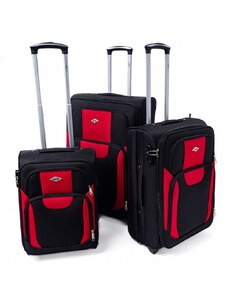 Rogal Červeno-čierna sada 3 objemných textilných kufrov "Golem" - veľ. M, L, XL