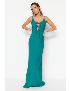 Trendyol Collection Smaragdovo zelené dlhé večerné šaty