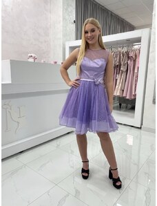 Krátke fialové šaty s tylovou sukňou